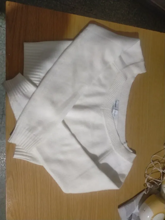 Jersey mujer cuello pico blanco talla M