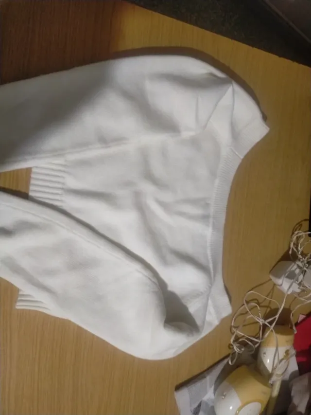 Jersey mujer cuello pico blanco talla M