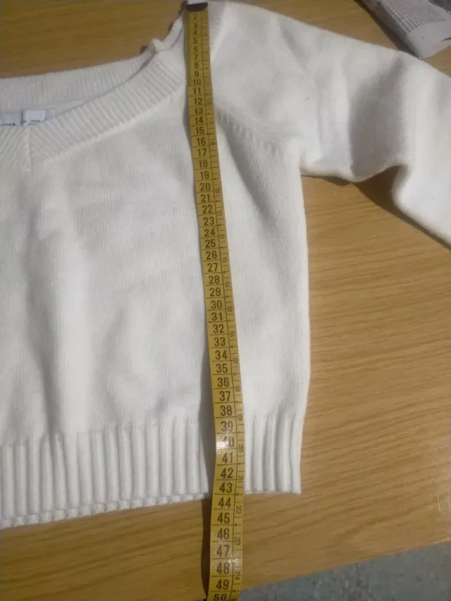 Jersey mujer cuello pico blanco talla M