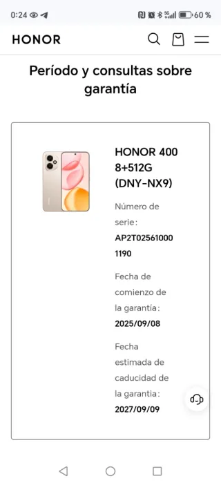 Honor 400 512gb sin abrir dorado