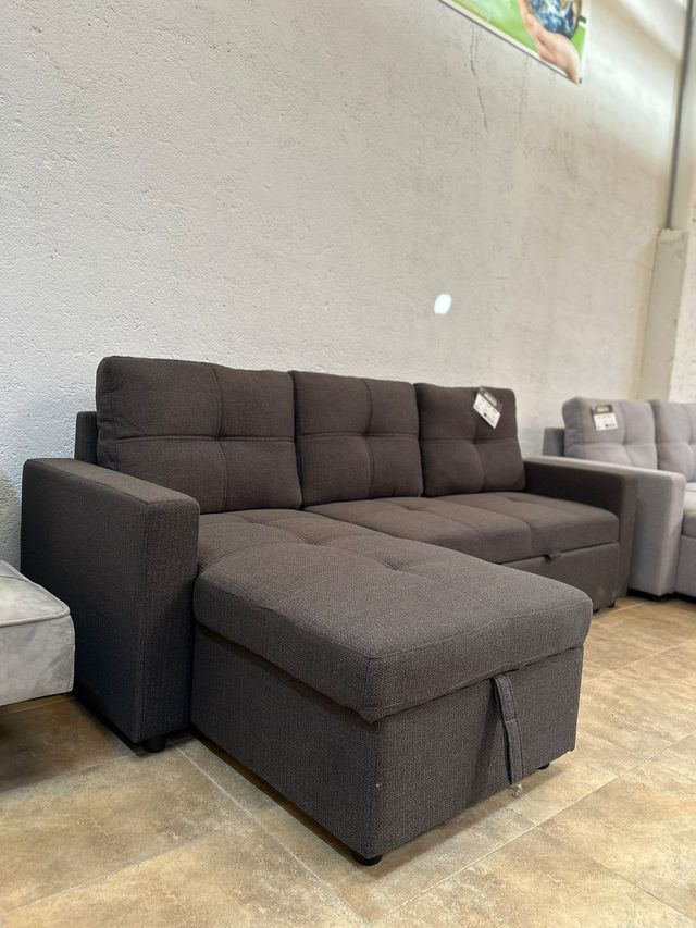 Sofá chaise longue com baú e cama NOVO