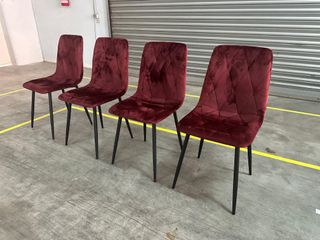 Set 4 Sedie Tessuto Scamosciato Burgundy