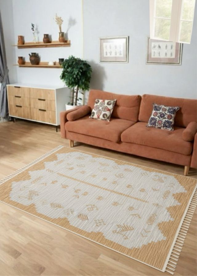 Tappeto in cotone etnico giallo 120x180 cm