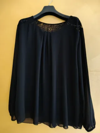 Blusa donna nera con pizzo