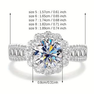 Anillo Plata 925 Moissanita Azul 2 Quilates