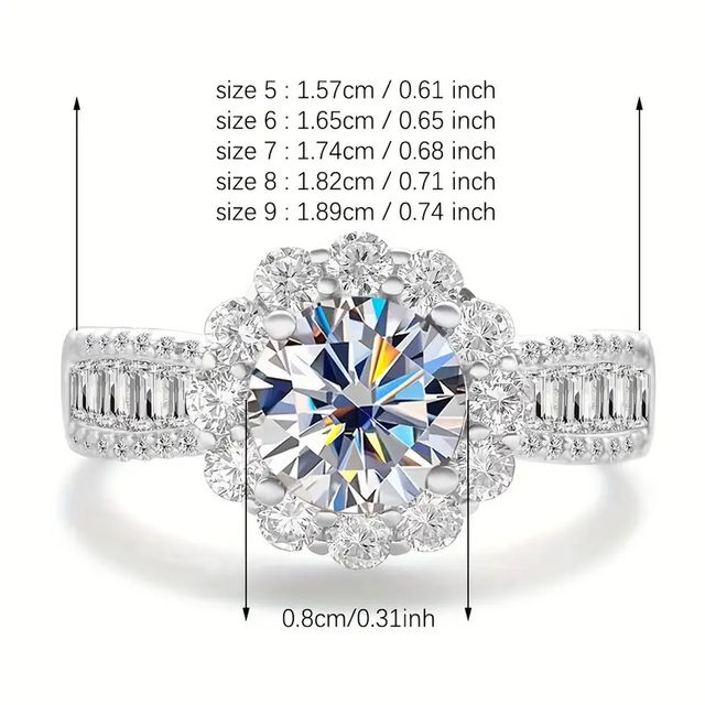 Anillo Plata 925 Moissanita Azul 2 Quilates