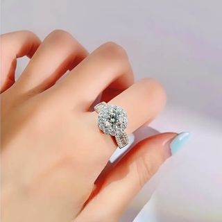 Anillo Plata 925 Moissanita Azul 2 Quilates