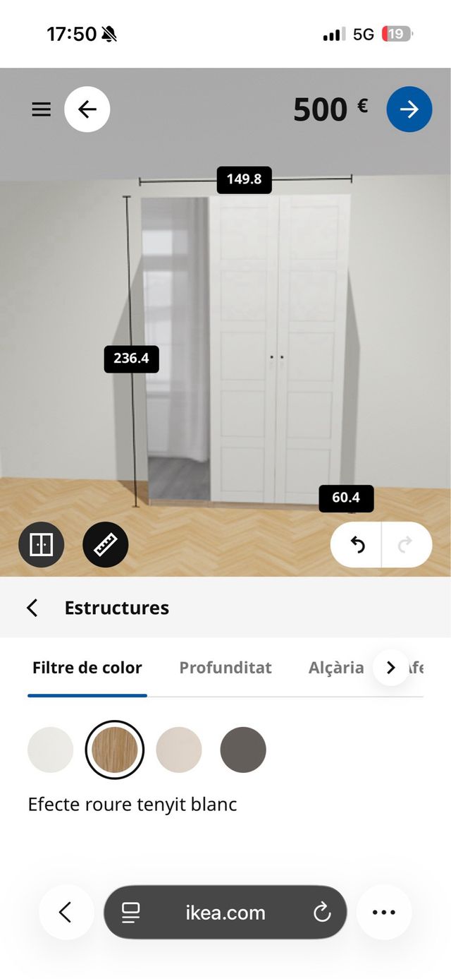 Armario PAX Ikea Blanco con Espejo