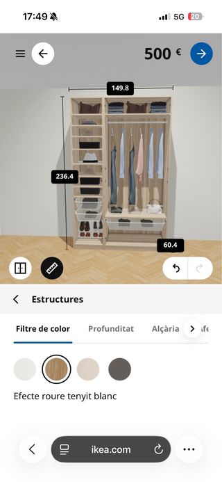 Guardaroba PAX Ikea bianco con specchio