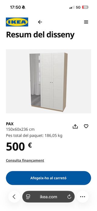 Guardaroba PAX Ikea bianco con specchio