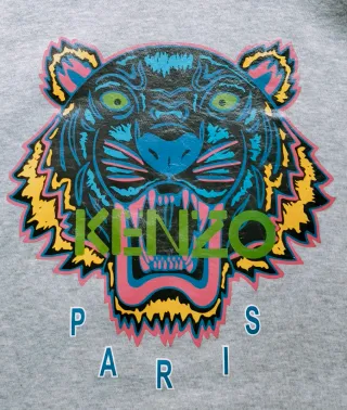 Sudadera Kenzo Gris con Capucha y Estampado Tigre