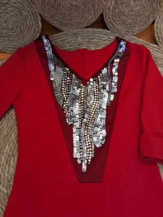 Vestido rojo fiesta lentejuelas Talla S