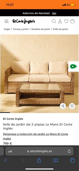 ¡ULTIMOS DIAS!Mesa ratán y cristal El Corte Inglés