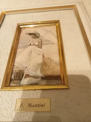 Quadro F. Mantini donna con ombrello