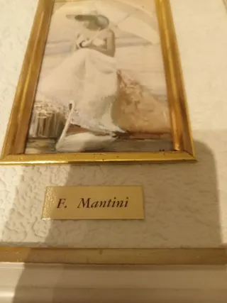 Quadro F. Mantini donna con ombrello