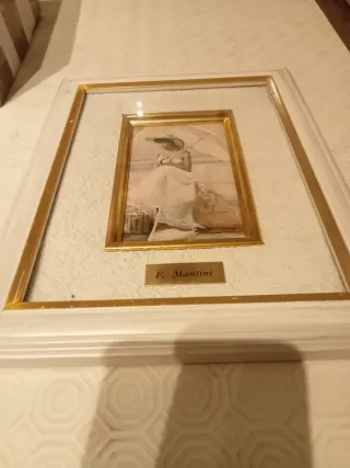 Quadro F. Mantini donna con ombrello