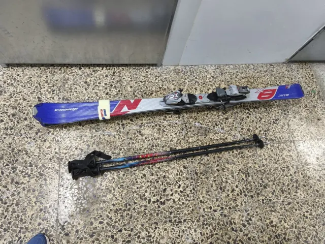 Esquís, bastones y funda