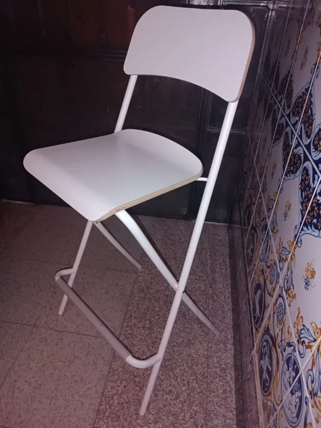 Silla alta plegable 74cm metal y madera