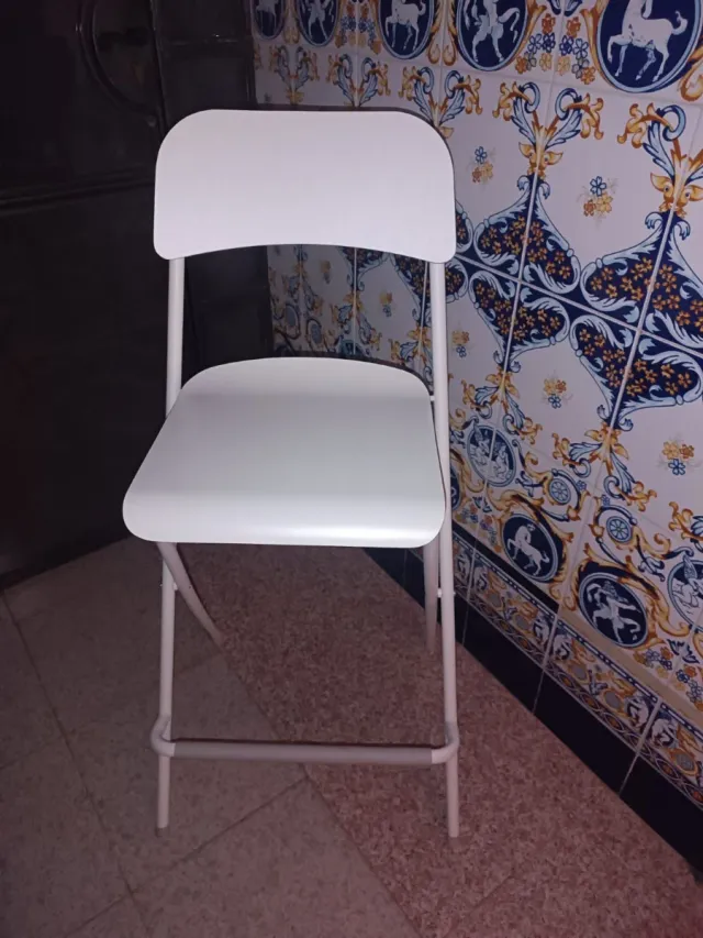 Silla alta plegable 74cm metal y madera