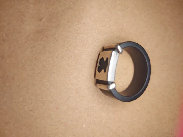 Anillo Oso Caucho Negro y Plateados