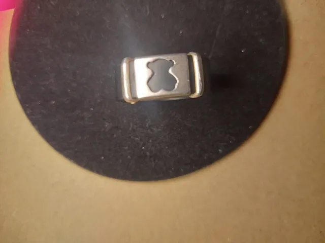 Anillo Oso Caucho Negro y Plateados