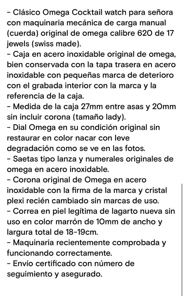 Reloj Omega Dama Vintage