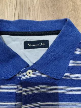 Polo Massimo Dutti Rayas Azul y Blanco Caballero