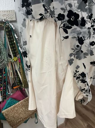 Vestido Años 50 Tul Flores Negro Beige