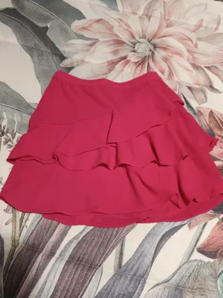 Falda rosa volantes talla 38