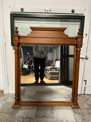 Espejo antiguo marco madera natural