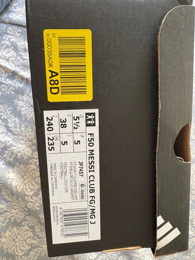 Botas de fútbol Adidas F50 Blancas Talla 38