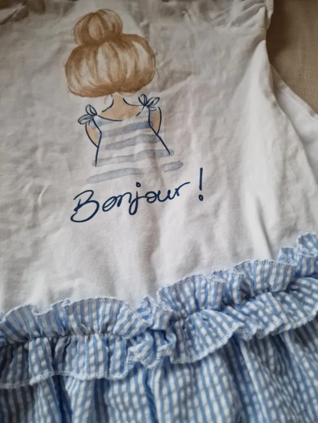 Vestido Mayoral niña blanco y azul