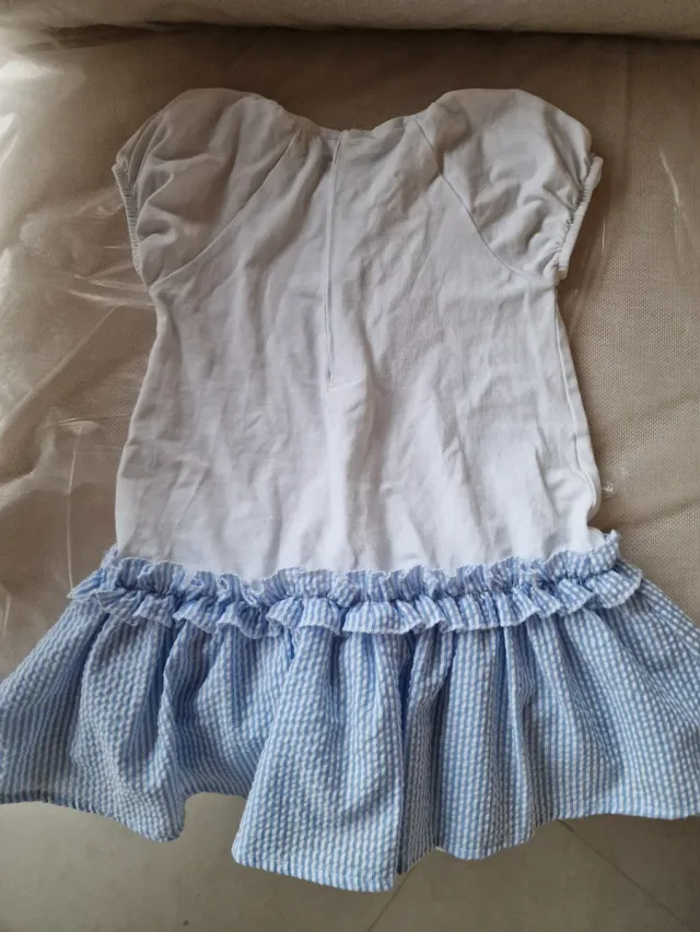 Vestido Mayoral niña blanco y azul