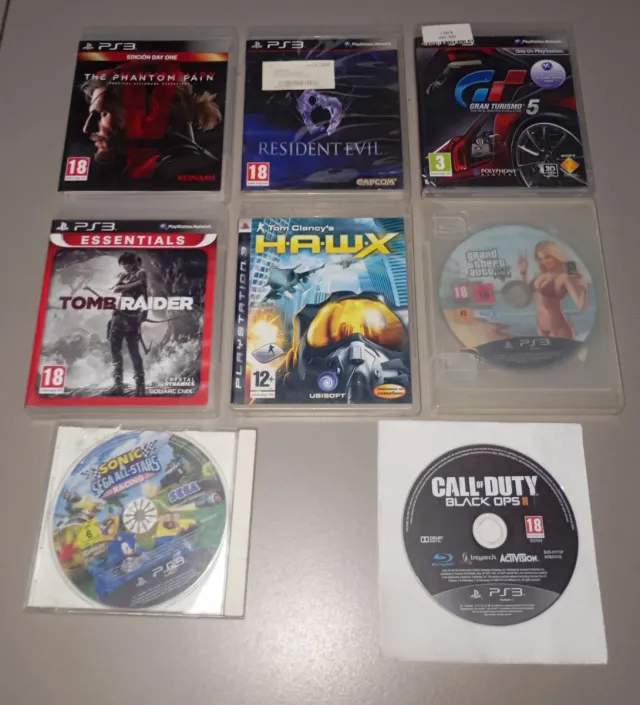 Lote Videojuegos PS3: MGS V, RE, GT5, Tomb Raider