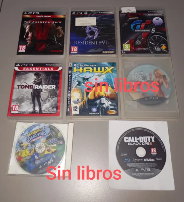 Lote Videojuegos PS3: MGS V, RE, GT5, Tomb Raider