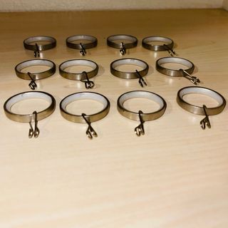 12 Anillas Cortina Barra Tubo 20mm plata mate