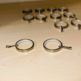 12 Anillas Cortina Barra Tubo 20mm plata mate