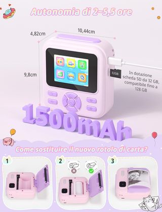 Macchina Fotografica Bambini Stampante