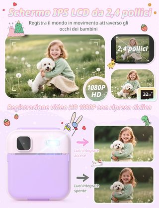 Macchina Fotografica Bambini Stampante