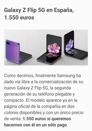 Samsung Galaxy Z Flip 5G Negro 256GB