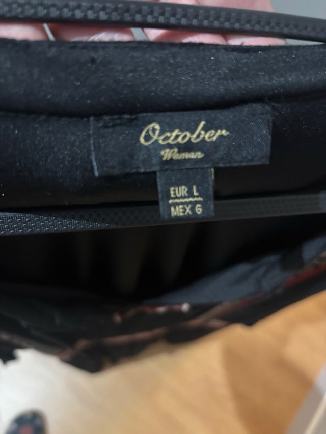 Vestido negro October bordado talla L