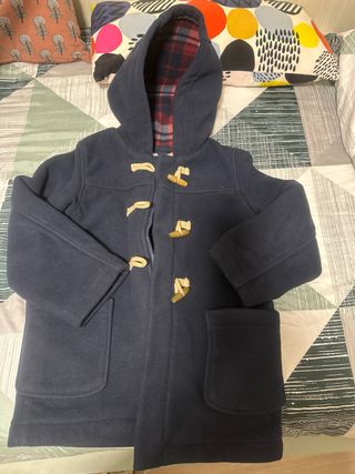 Parka infantil azul con forro de cuadros 8años