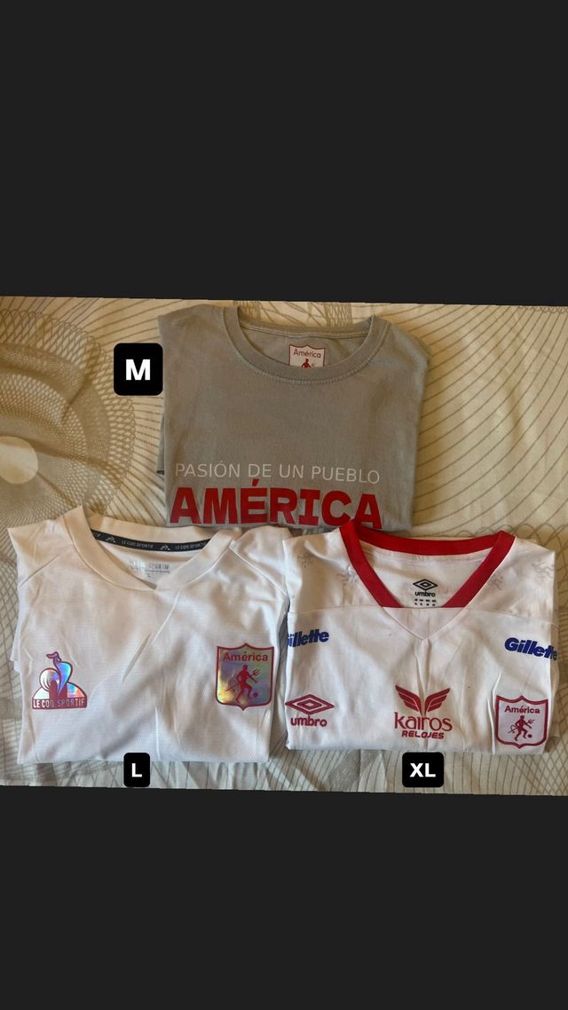 3 Camisetas América  tallas xl, L, y M