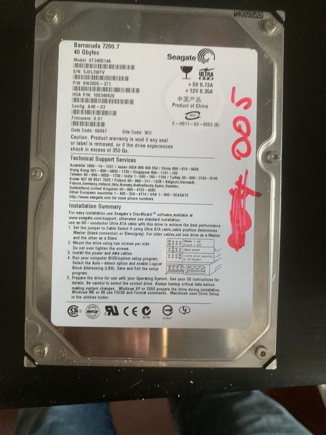 Disco Duro Seagate Barracuda 7200.7 40GB