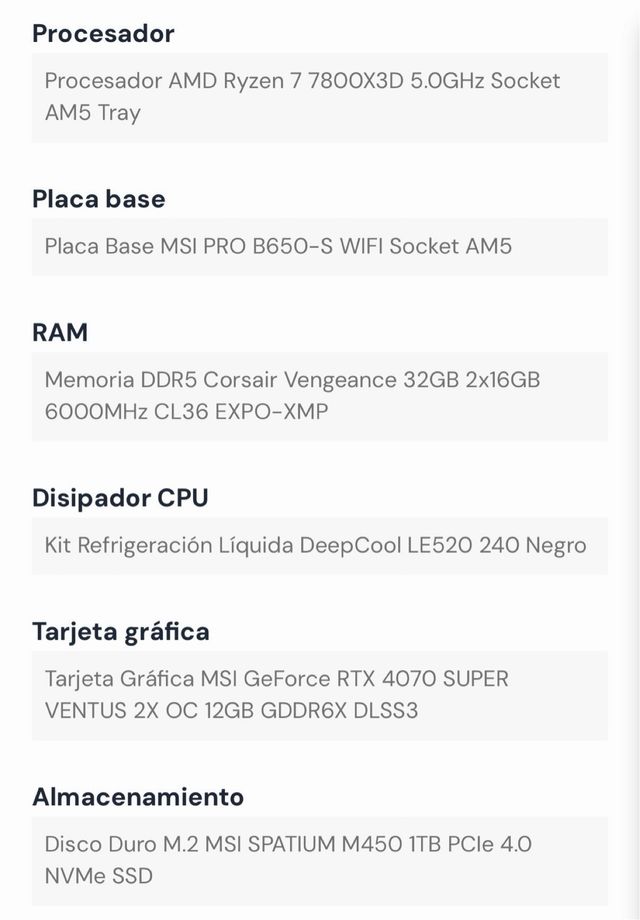 Torre Gaming MSI RGB Alta Gama