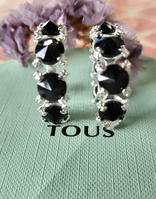 Pendientes Aro Plata y Ónix Negro