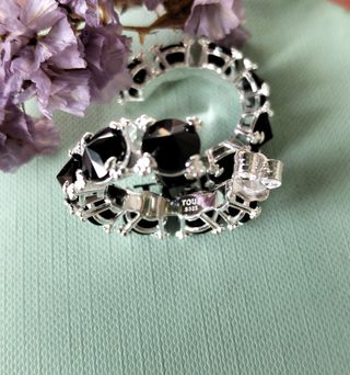 Pendientes Aro Plata y Ónix Negro