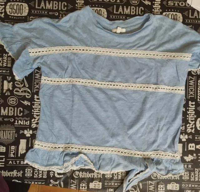 Camiseta niña manga corta azul talla 8