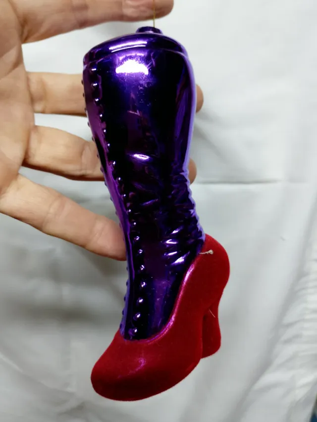 Enfeites de Natal Botas Roxo e Vermelho