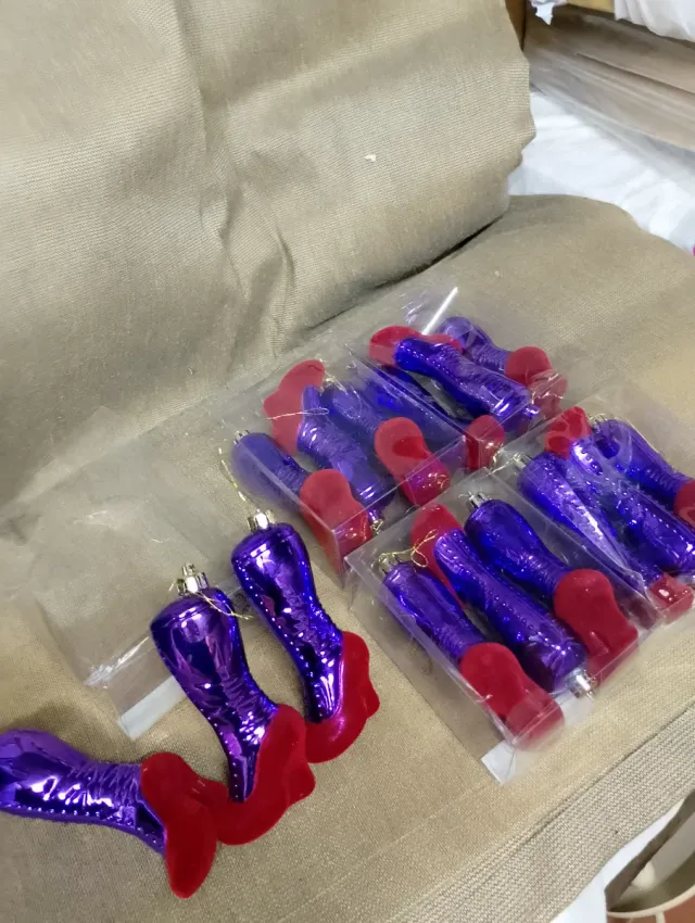 Enfeites de Natal Botas Roxo e Vermelho